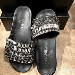 Chanel Mules Tweed